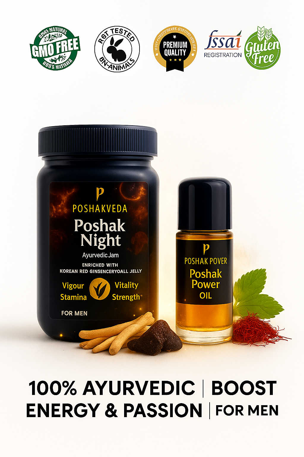 PoshakVeda™  Poshak Night Ayurvedic Jam and Poshak Power Oil